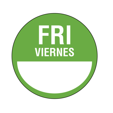 NEVS DaySpots - Friday/Viernes 3" circle White w/Green DDOT-FS3